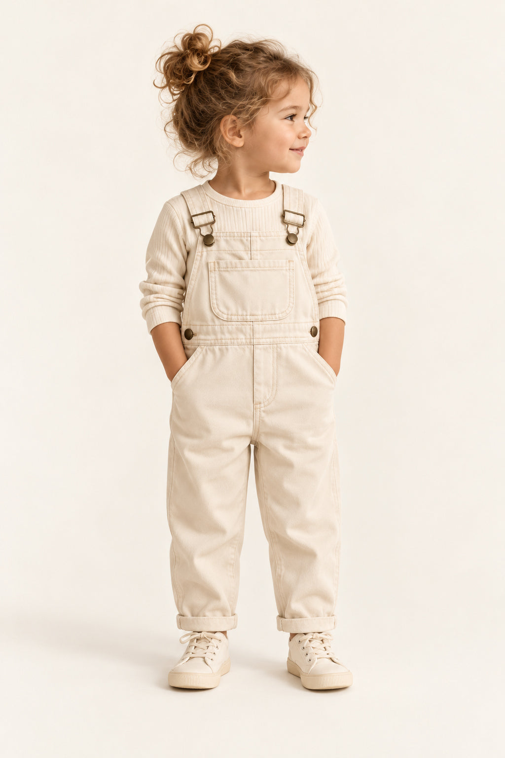 Fern Dungarees in Cream
