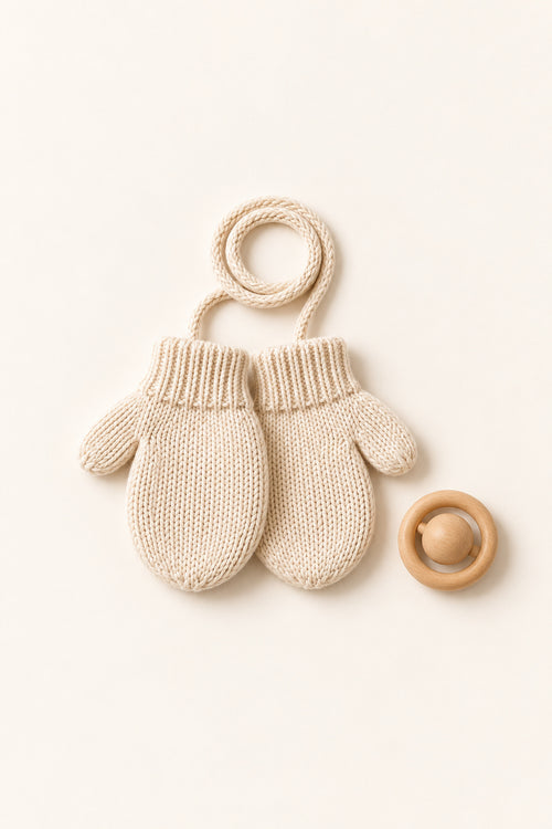Heron Mittens in Cream