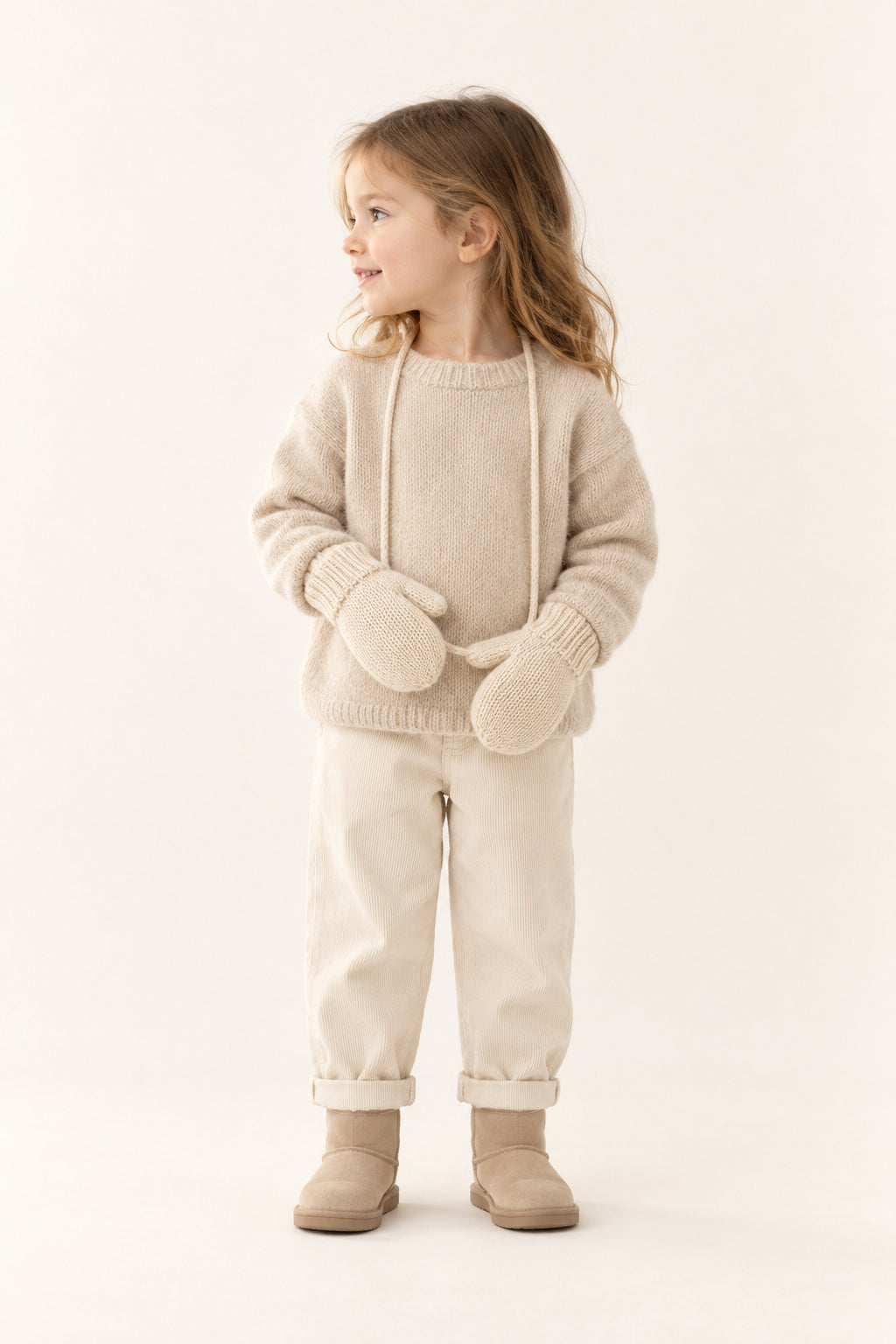 Heron Mittens in Cream